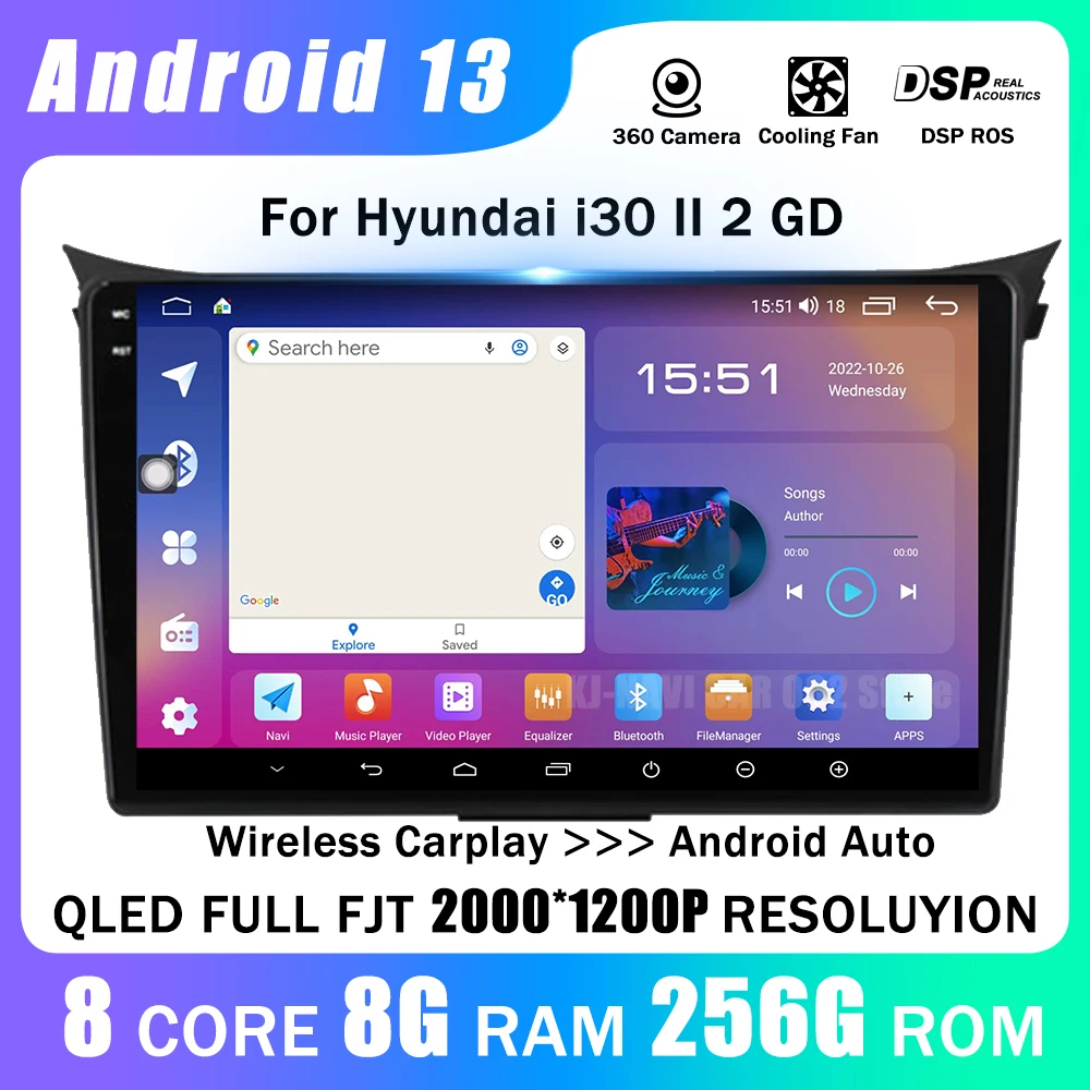 

For Hyundai I30 Elantra GT 2011-2017 Auto Radio Player Carplay Multimedia Intelligent System Bluetooth Car Stereo BT Head Unit