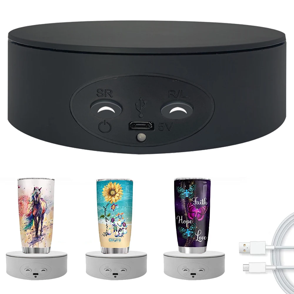 

Electric Rotating Display Stand 360 Degree Turntable Jewelry Holder Battery USB Power for Photography Shooting