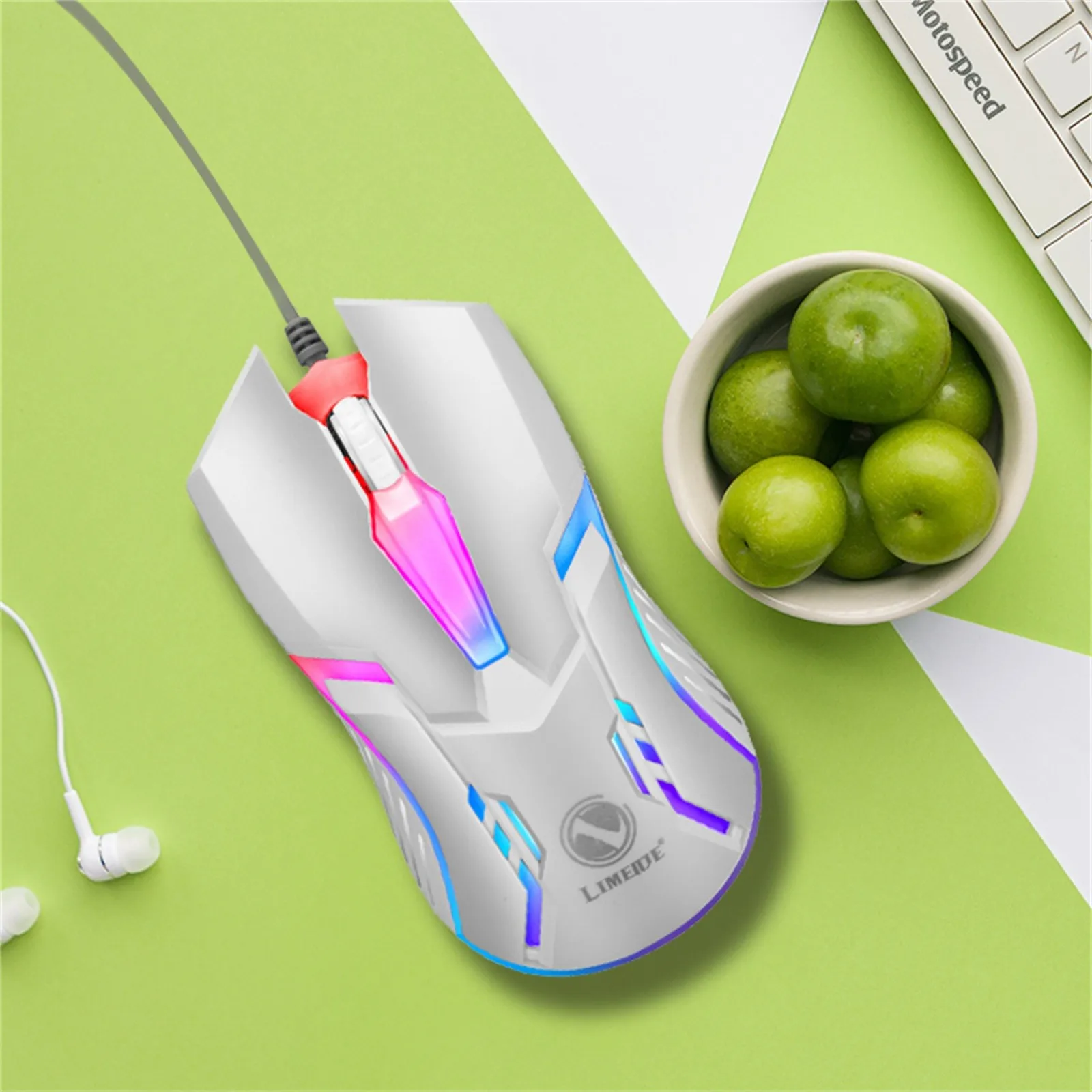 pc gaming mouse Wired Backlit USB Mouse Competitive Gaming Mouse Notebook Office Luminous Mouse ABS Material 3 keys USB For Office School Tool white mouse pc