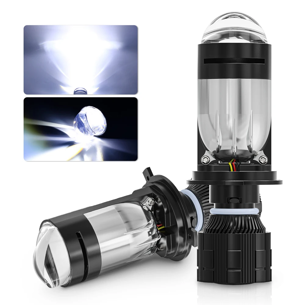 

2pcs LED H4 Car Headlight Bulbs Mini Bi Projector Lenses 9003/HB2 Hi/Lo Beam LHD RHD 80W Canbus Vehicle Motorcycle Headlamp 12V