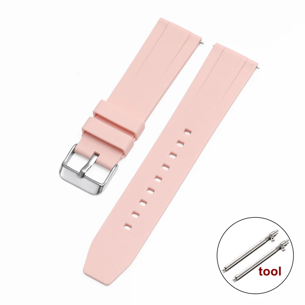 Universal Waterproof Silicone Sport Wristband - Quick Release Rubber Watch Band