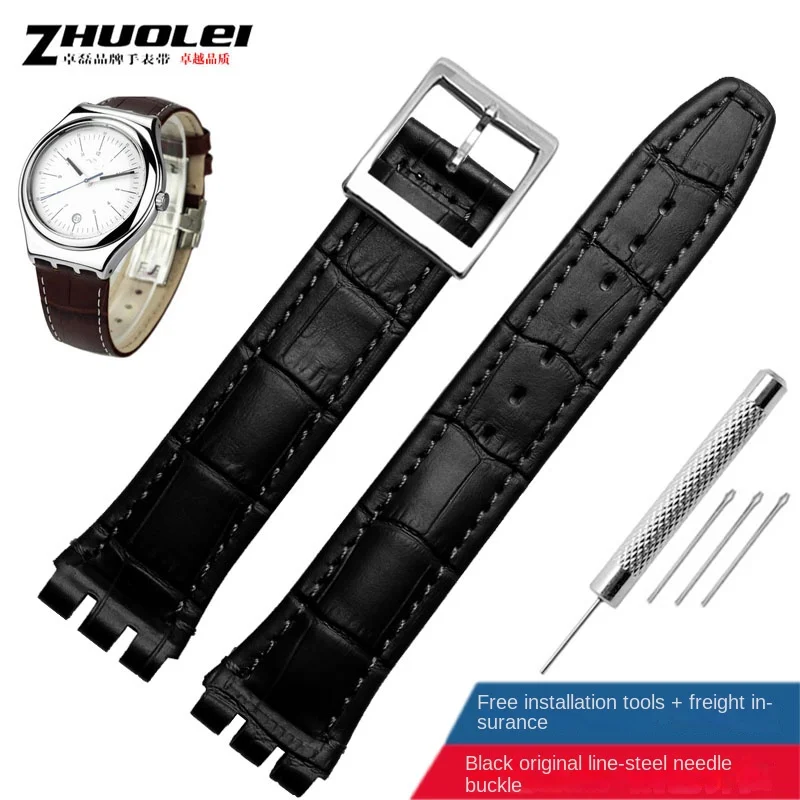 Genuine Leather Watch Strap with Steel Buckle in Multiple Colors