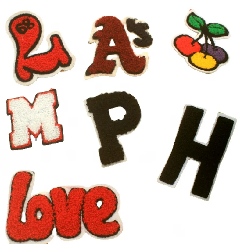 

50pcs/lot Sewn Towel Embroidery Patches Letters Love Cherry Clothing Decoration Accessories Strange Things Applique