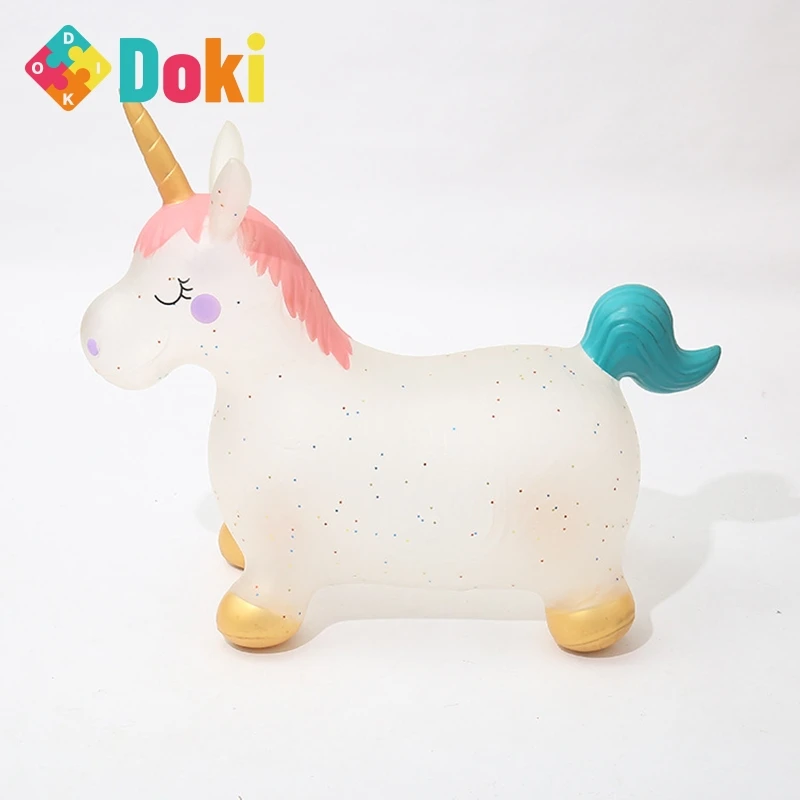 Doki Toy 55cm Baby Jumping Horse Inflatable Ride on Animal Toys Children Cute Unicorn Bouncy Sports Games Toys for Kids