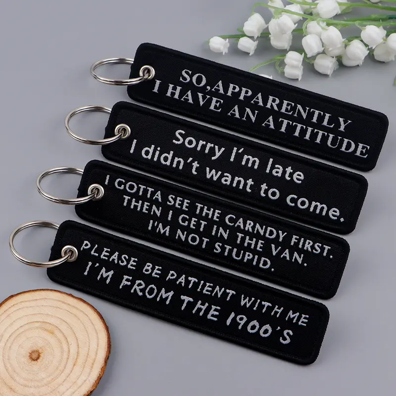 1pcs Computer Pop-up Window Quotes Embroidered Keys Tag Keychains For Motorcycles Backpack Fashion Key Ring Accessories Gifts - Image 3