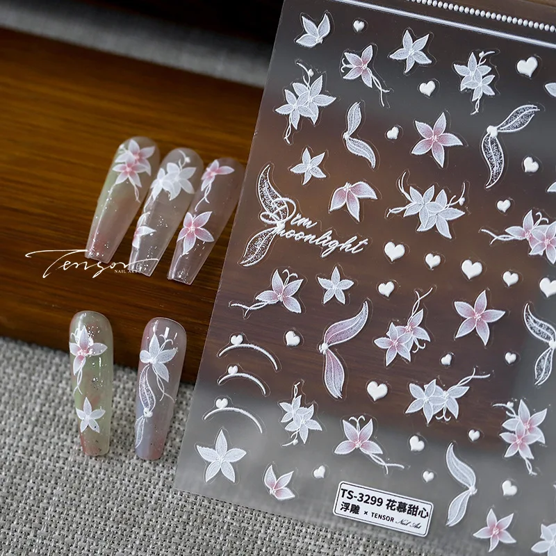 

[Meow.Sensei] Japanese New Craft Tensor Thin Tough Three-Dimensional Nail Sticker Pro Adhesive Nail Sticker TS-3298 Flower Mu Sw