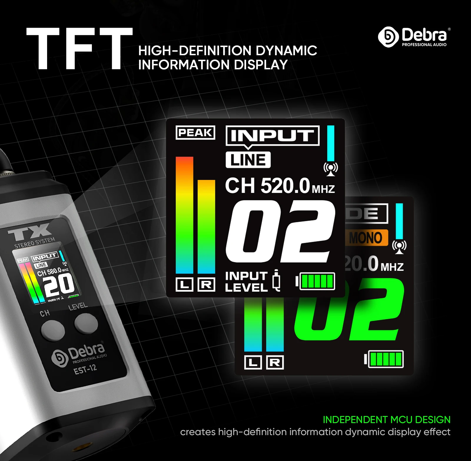 Debra EST-12 UHF Stereo Dual-channel IEM Protable Wireless In-Ear Monitor System