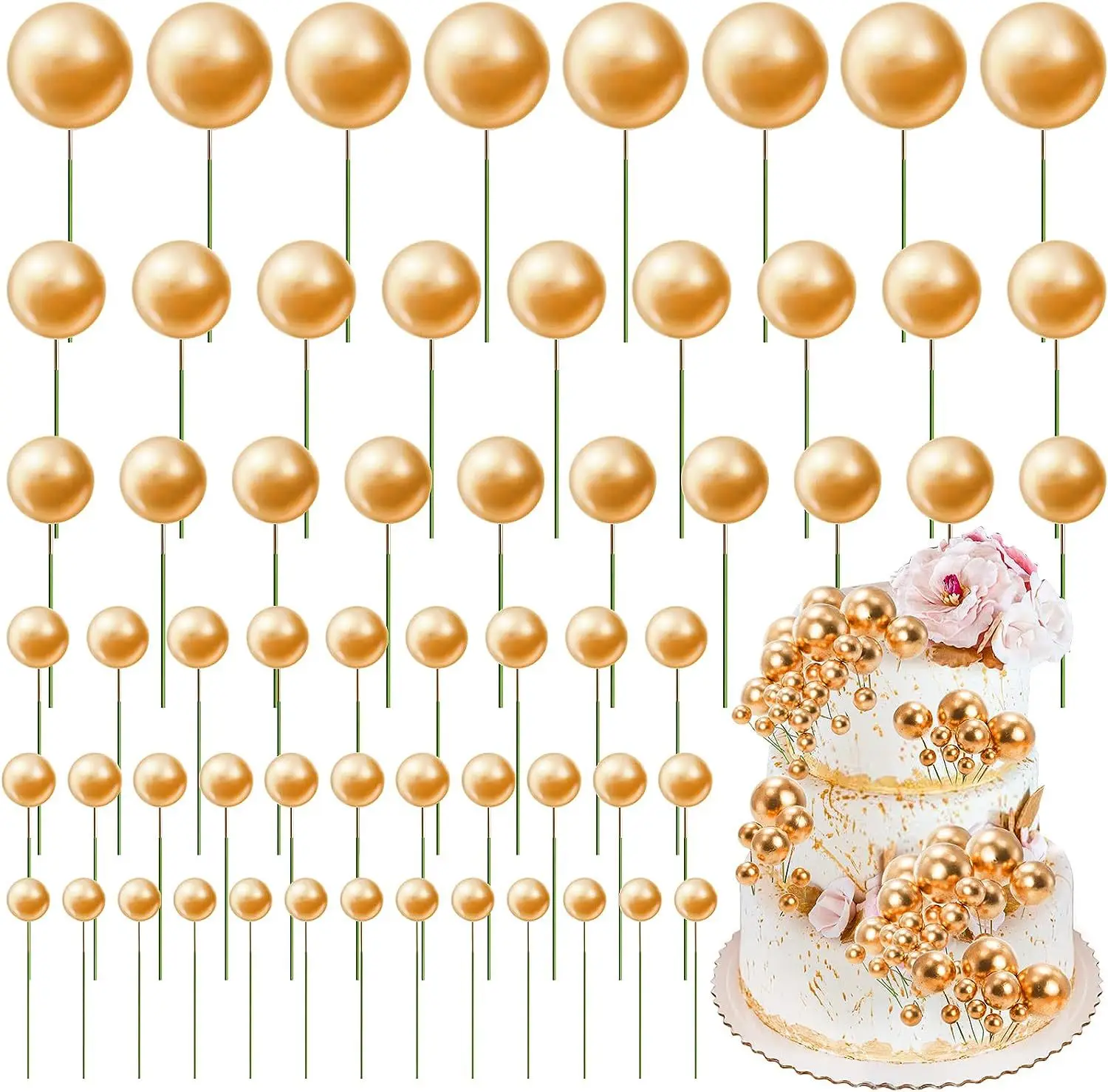 Apricot Gold Light Brown Ball Cake Topper Shaped Cupcake Insert Cake Topper for Bear Theme Birthday Party Favors Wedding Decor