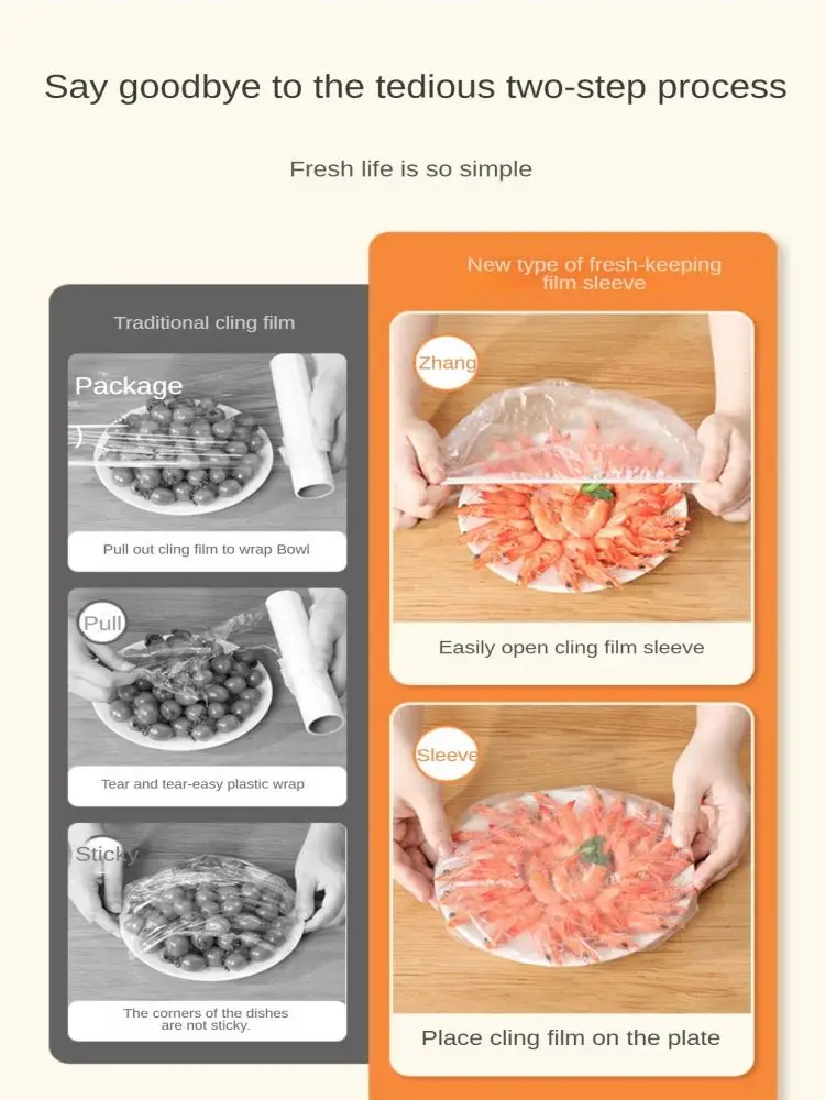 Description Picture 3 of item100PCS Disposable plastic wrap cover for food grade special plastic wrap cover for household refrigerator bowl cover for kitchen