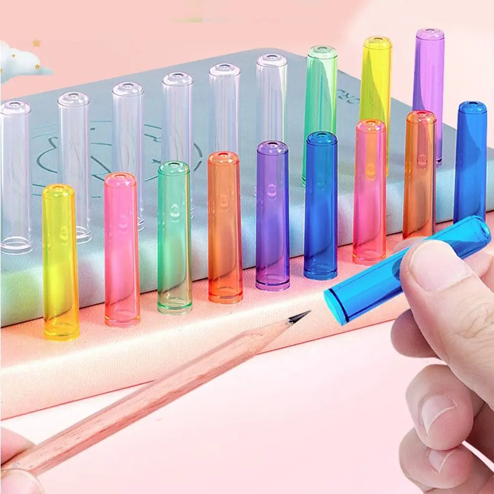 Transparent Multicoloured Prize Gifts Gifts For Kids Children School Pencil Cover Pen Protector Cap Pencil Cap Pencil Extender