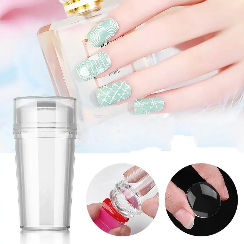Nail Stamper Jelly Silicone Printing Nail Polish Stamping French Tip Nail Stamp Template with Scraper  Manicure Stencil Tools 5