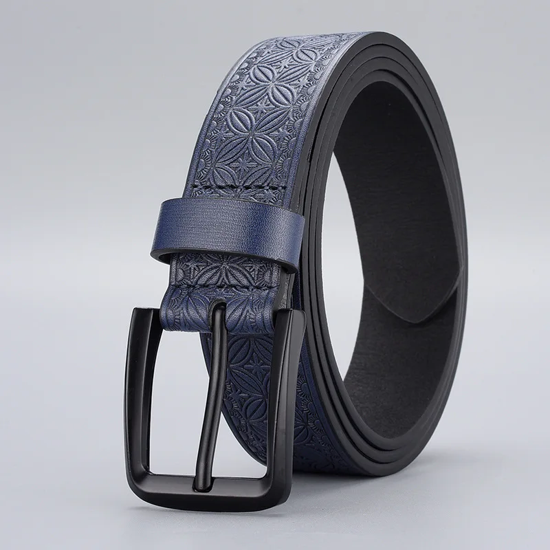 3.4cm Men Needle Button Embossed Waist Belt 105 To 125cm Waist 90 To 110 High Quality Luxury Designer Business Jeans Waist Cover