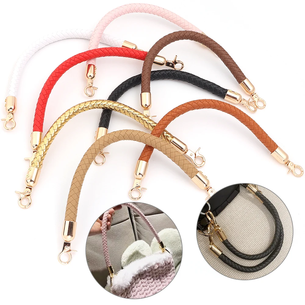 Alças de Bolsa de Couro PU Trançadas de 30/60cm com Fivela de Metal para Mulheres, Acessórios de Substituição para Alça de Ombro