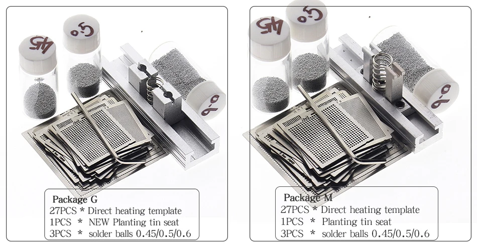 27pcs BGA Templates Sik tin Fixture Tin solder ball Soldering Tools BGA Reballing Station Jig Kit lowes welding helmet