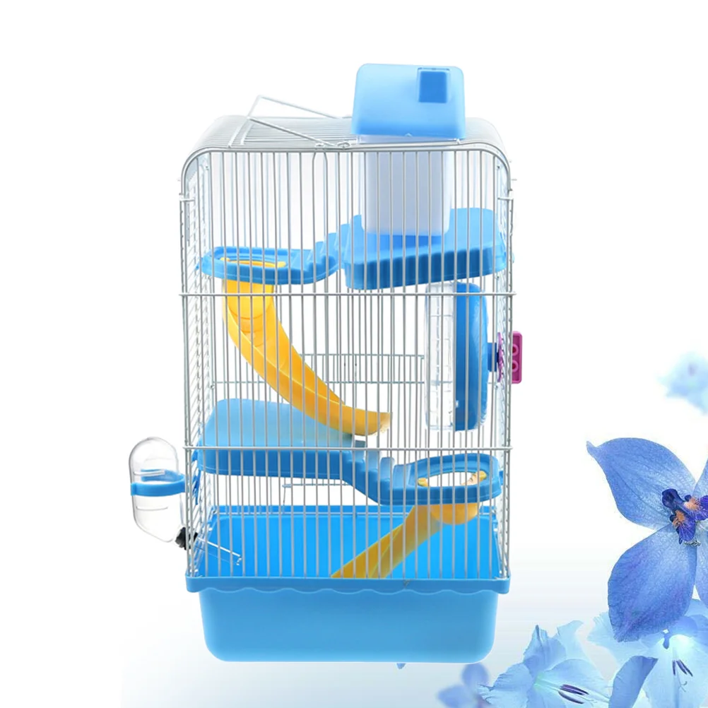 

Three Layers Hamster Cage Includes Water Bottle Exercise Wheel Dish Hamster Hide- Out Small House for Pets Chinchilla Hamster