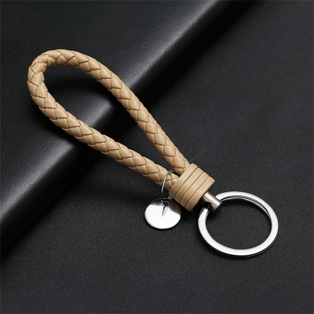 Braided PU Leather Wristlet Keychain Strap - Stylish Accessory
