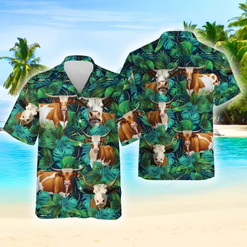 thumbnail image 1 of Camisas casuales con estampado 3D de anime de vaca hawaiana para hombre, ropa de moda de manga corta, disfraces, blusas de gran tamaño, camisas y blusas para hombre, 1 of 5