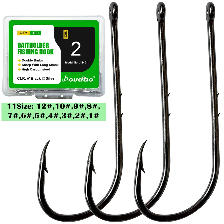 BaitholderFishingHooksLongShankBeakBaitholderHooks100PcsSilverBlackBaitHolderJig