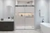 Rameless Shower Door , 200 56.5-60" W x 78" H Twinglide Frameless Shower Door w/ 3/8" Clear Tempered Glass (Matte Black) 1