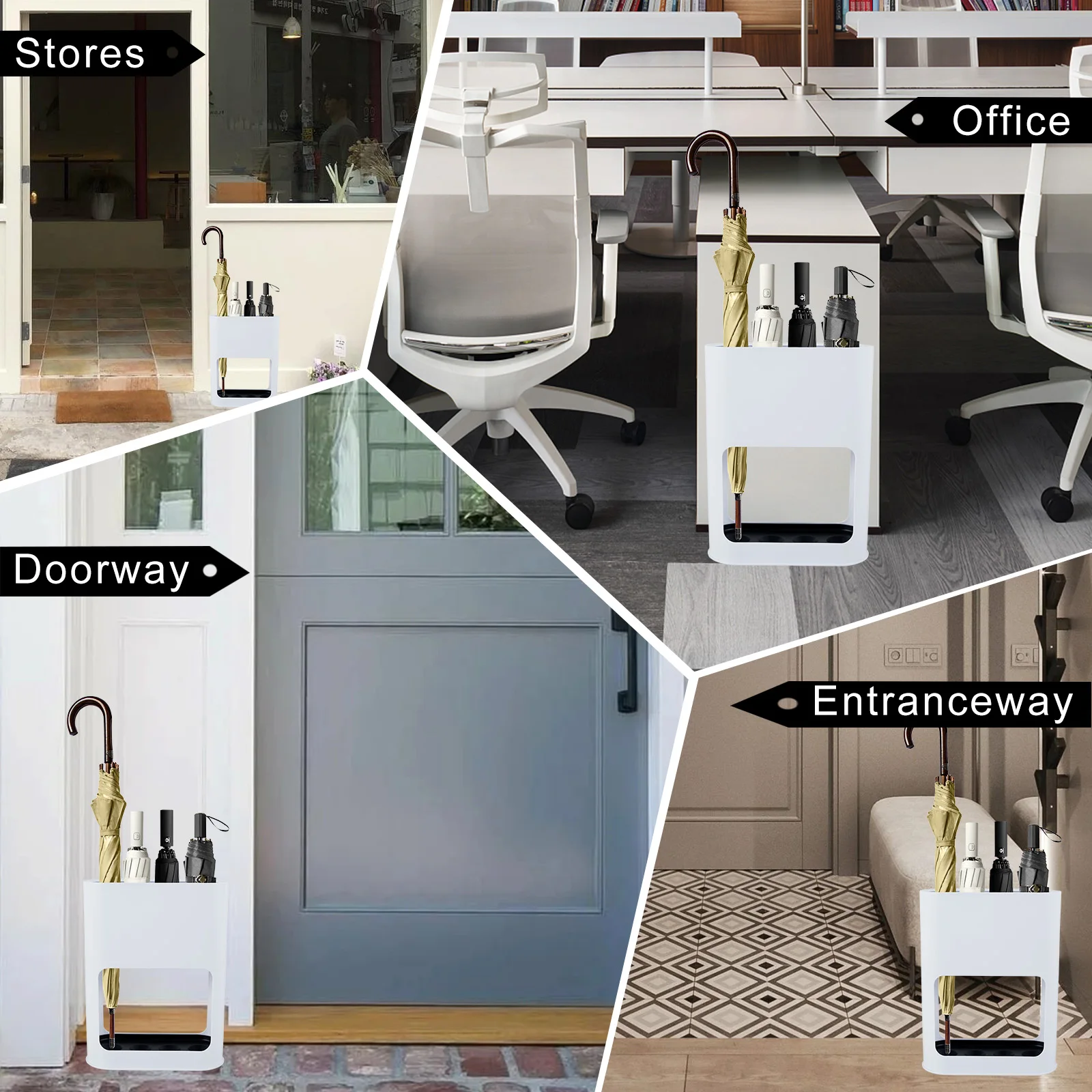 Umbrella Holder Metal Free Standing Umbrella Stand Rack Multipurpose Decorative Holder with Removable Drip Tray