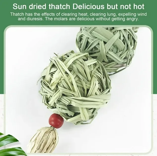 Natural Straw Ball Hanging String Pet Rabbit Molars Toys To Relieve Boredom Hamster Accessories Pet Products