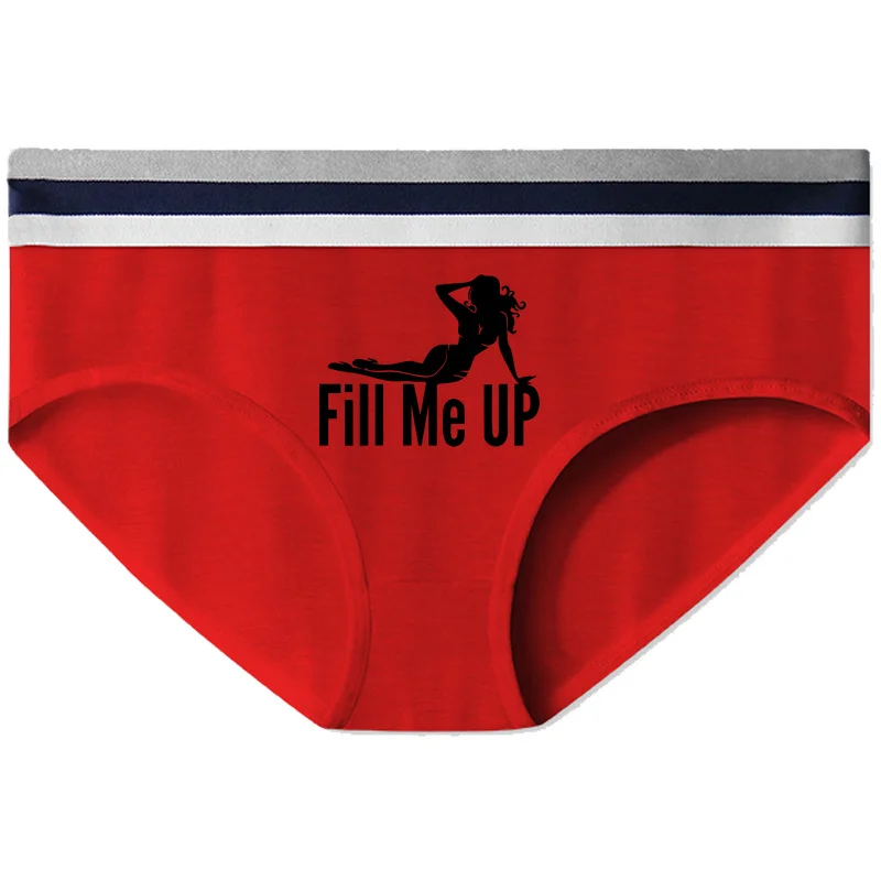 Fill Me Up Letter Sexy Print Women's Underwear Cotton Seamless Triangle  Sports Mid-waist Shorts Panties Simple And Breathable - Panties - AliExpress