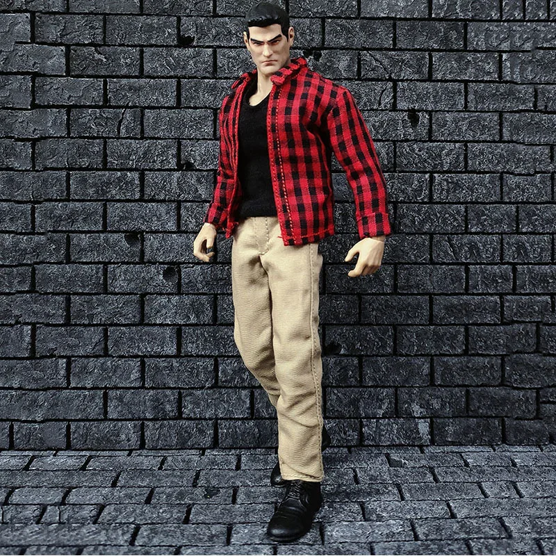 Camisa a cuadros roja de manga larga para hombre, chaleco negro delgado y pantalones caqui casuales, para juguetes de de figuras de de 6 pulgadas, escala 1/12 _ - AliExpress Mobile