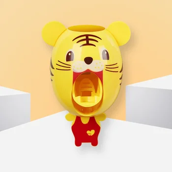 귀여운 팬더 타이거 자동 치약 디펜서, 만화 치약 압착기, 욕실 가정용 칫솔, 어린이 거치대