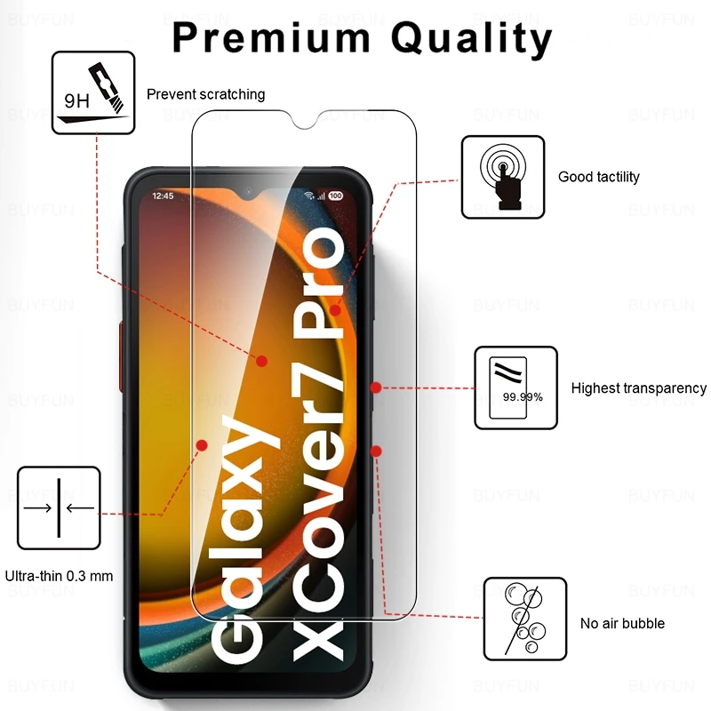 Samsung XCover Tempered Glass Screen Protector - 3 Pack, 9H Hardness, HD Clarity