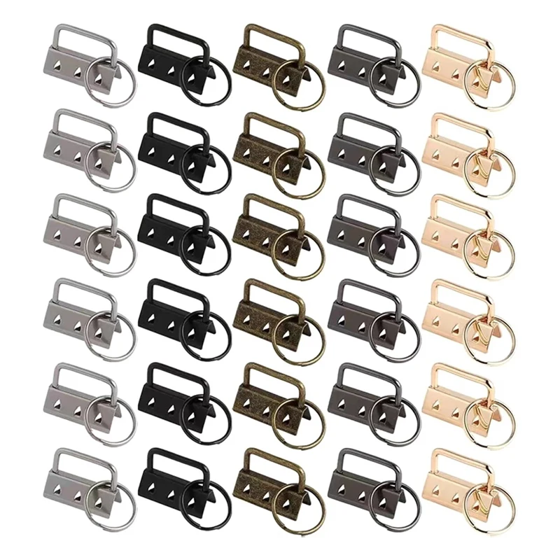 30 Pack 32Mm Metal Color Tail Clip Set 5 Color Metal Ribbon Hanging Clip Keychain Hardware With Key Ring DIY Tools binder clip loose leaf binder clips notebook accessories book binding supplies