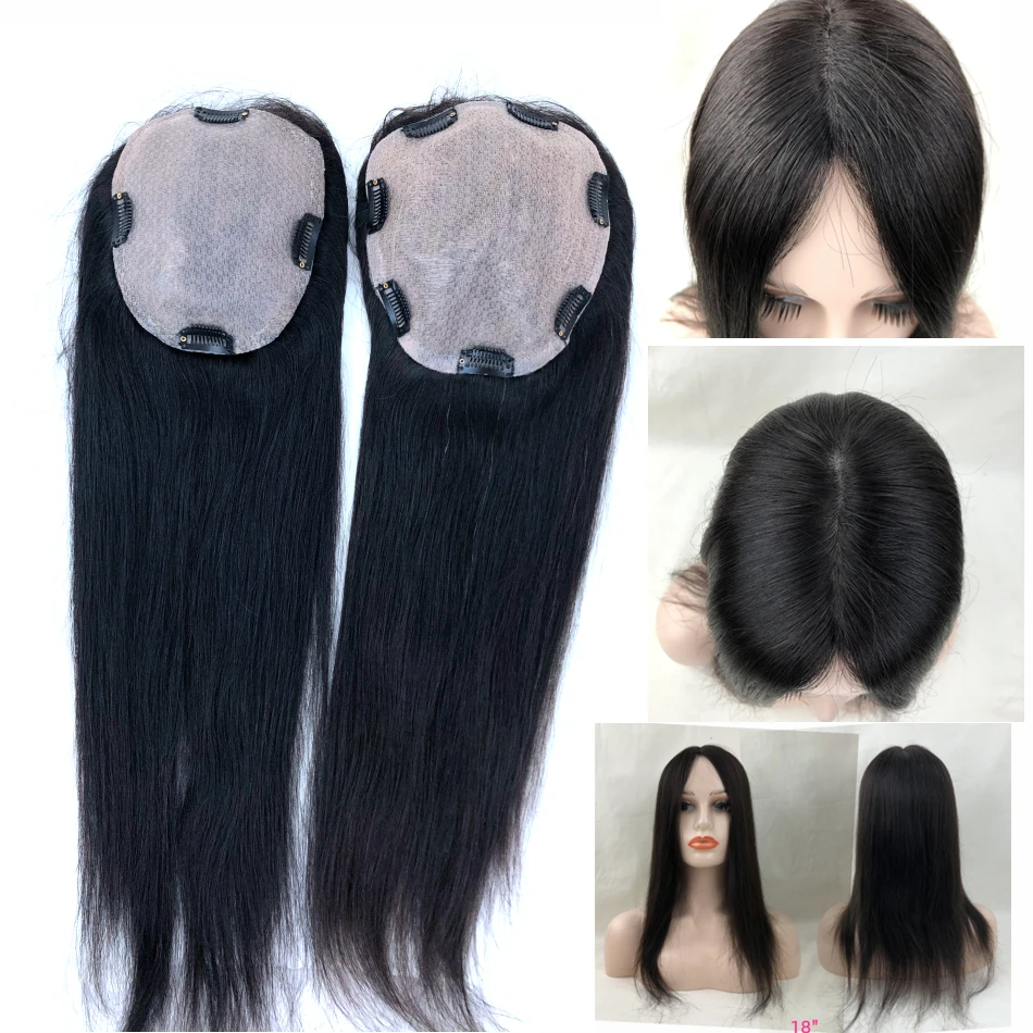 

Injection Skin Base Hair Topper Human Hair For Women Clips In Hair Pieces 14×16cm 16×18cm Dyeable Natural Color For Hair Loss