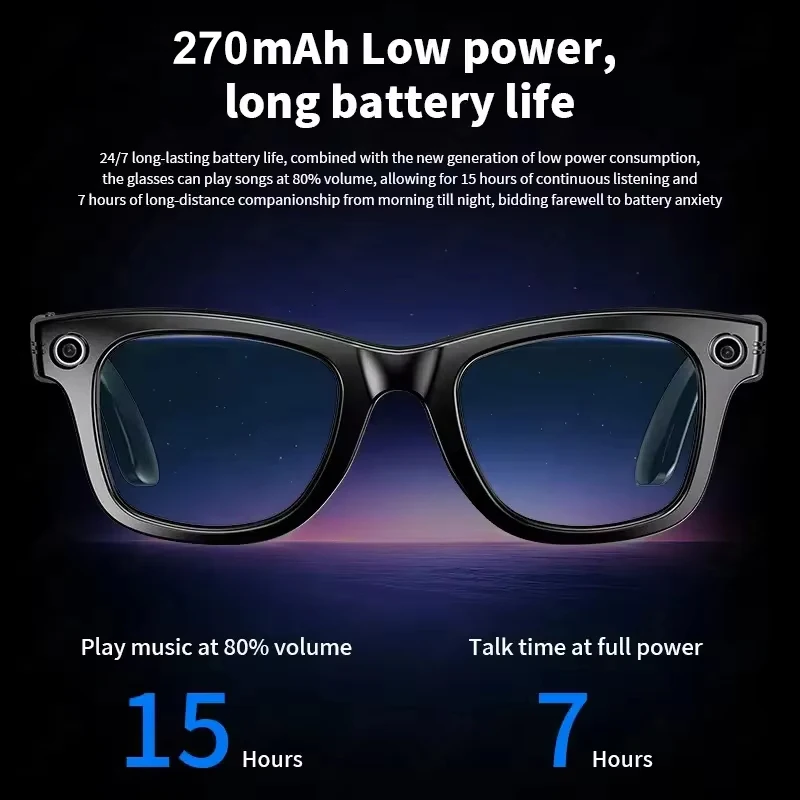 AI Smart Glasses with 8MP Camera Video Recording Eyewear Language Translation Sunglasses Bluetooth Call Music Play Men Women New