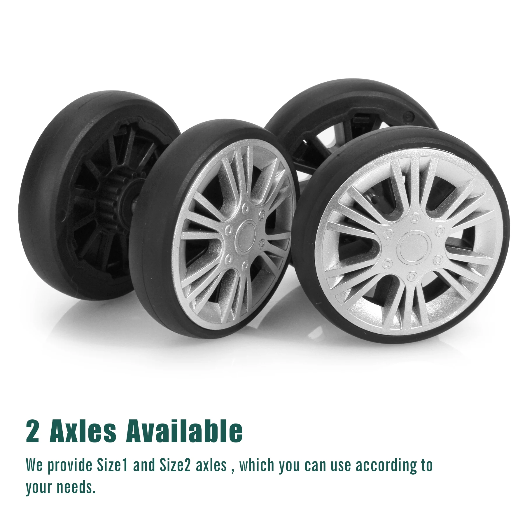 GUGULUZA 4pcs Silver Luggage Wheel Replacement with Screw Travel Suitcase Wheels Diameter 55mm Trolley Caster Repairing Parts