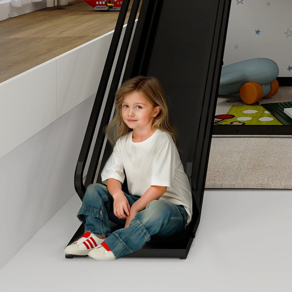 90 x 190 cm großes Etagenbett über zwei Personen mit Rutsche für Kinderzimmer, hausförmiger Bettrahmen mit Leiter, kein Boxspringbett erforderlich und einfach zu installieren – Detail 10
