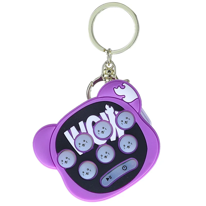 Cartoon Whac-A-Mole Game Machine Keychain Pendant Handheld Game Console Children's Toy Backpack Ornament