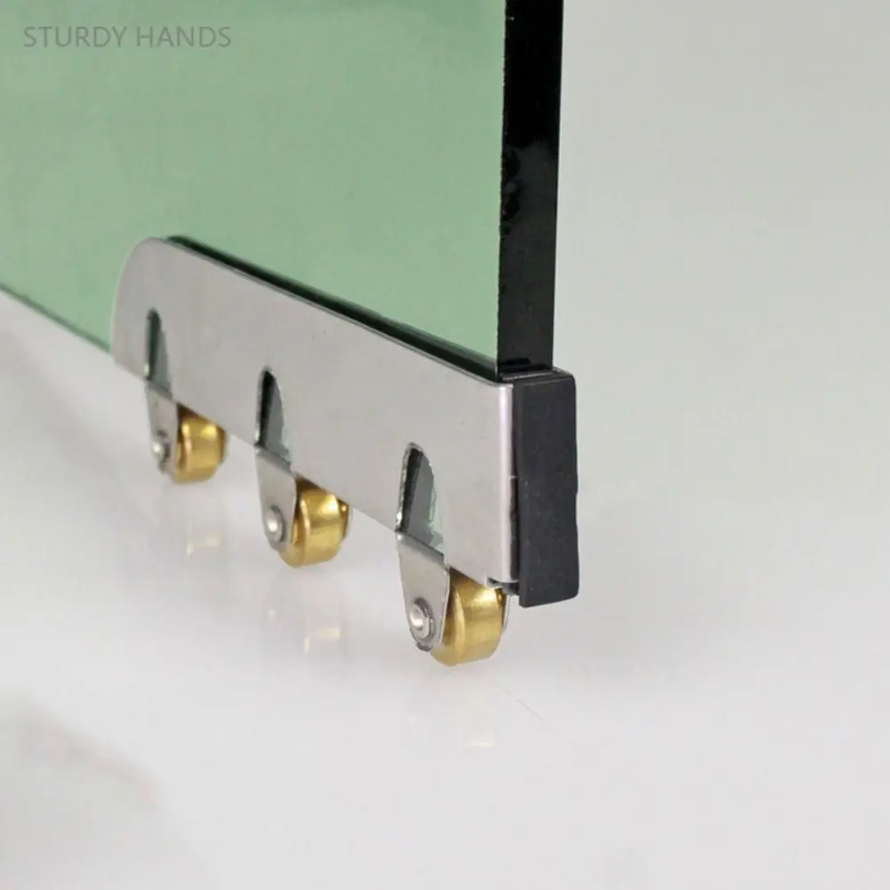 4PCS/Set Stainless Steel Pulley Roller Wear-resistant 3 Copper Wheels Glass Door Pulley Load-Bearing Smooth Track Wheel