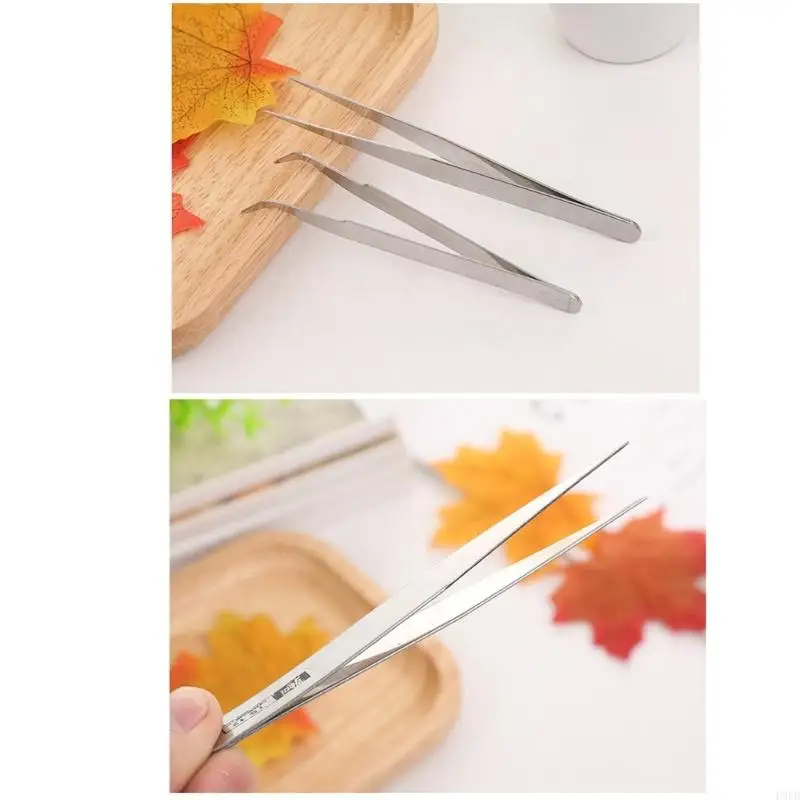 6Piece Stainless Steel Tweezers Set Bent Straight Tweezers Multiple Purpose For Precise Handling In Diversed Fields