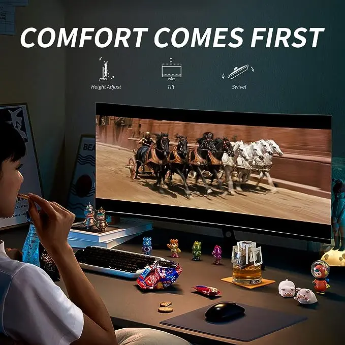 ZJZ 대형 IPS 스크린 재고 있음 49인치 모니터 PC 144hz 75Hz 선택 가능 5K 해상도 1ms 곡면 49인치 게이밍 모니터