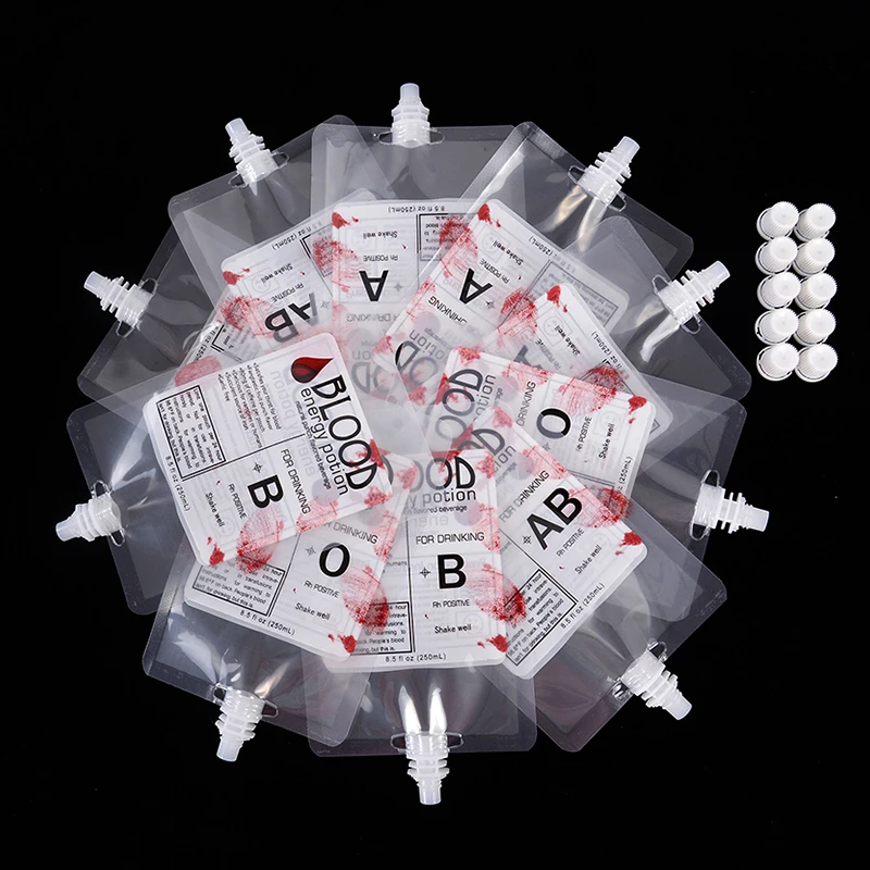 5/10pcs 250ml Halloween Blut beutel PVC Getränke Alkohol Beutel Taschen Vampir Cosplay Requisiten Horror Halloween Party Dekoration liefert – Detail 3