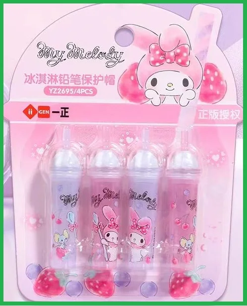 thumbnail image 1 of Juego de fundas protectoras para lápices con forma de helado de Sanrio Anime Mymelody Cinnamoroll Pochacco Kuromi, papelería de regalo, 1 of 5