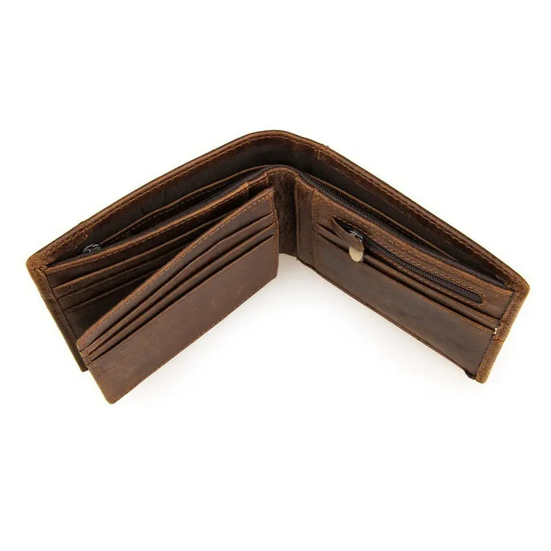 GENODERN Patchwork Style Cow Leather Male Purse Short Wallet for Men Genuine Leather Wallets Brown Male Purses Men Wallets 4