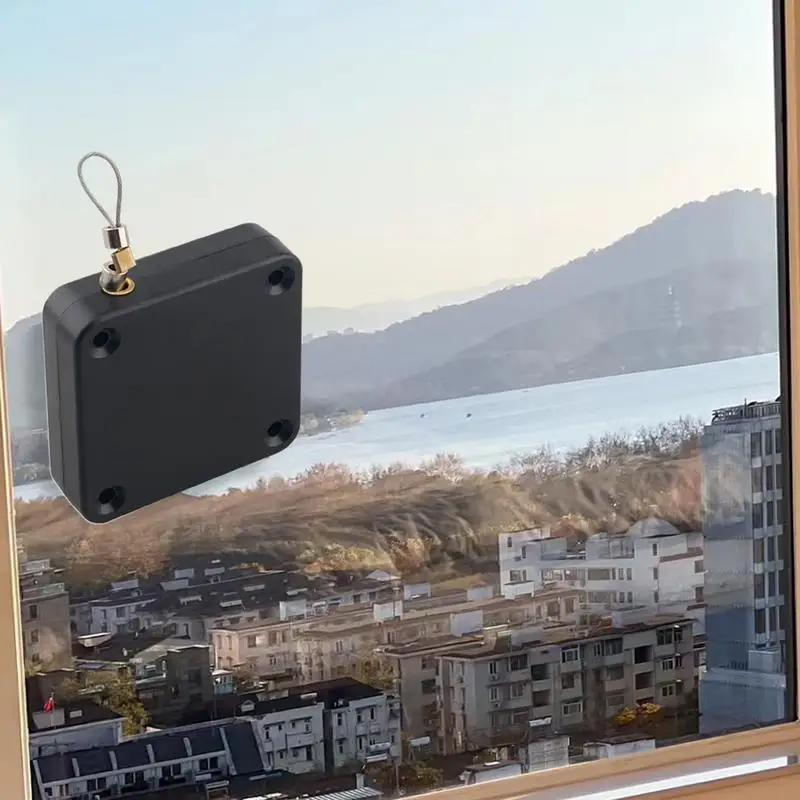 Automatic Sliding Screen Closer No-Punching Retractable Storm Door Closure Tool With 1.2m Steel String For Bathroom