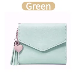 Women's Stylish Trifold Wallet with Tassel Pendant - PU Leather Multi - Card Holder & Coin Pocket (Green)