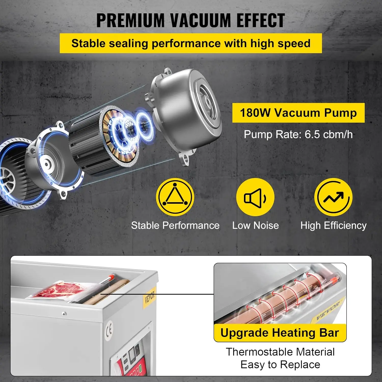Chamber Vacuum Sealer, DZ-260A 6.5 m³/h Pump Rate, Excellent Sealing Effect with Automatic Control, 110V Kitchen Packaging 3