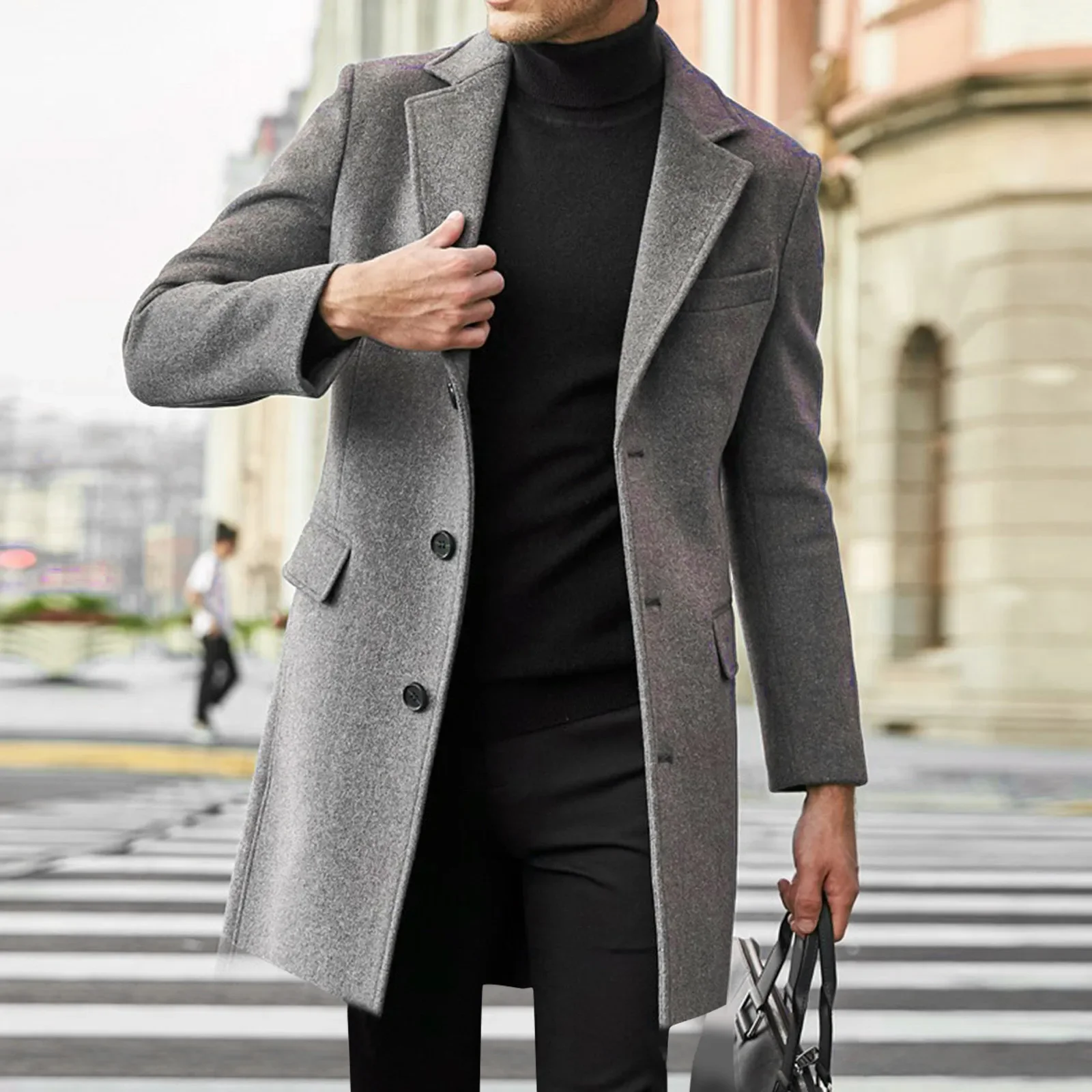 2023 Winter Coats Man New Men's Clothing British  Business Casual Woolen Coat Spring Jacket  long  trench Male coat Windbreaker