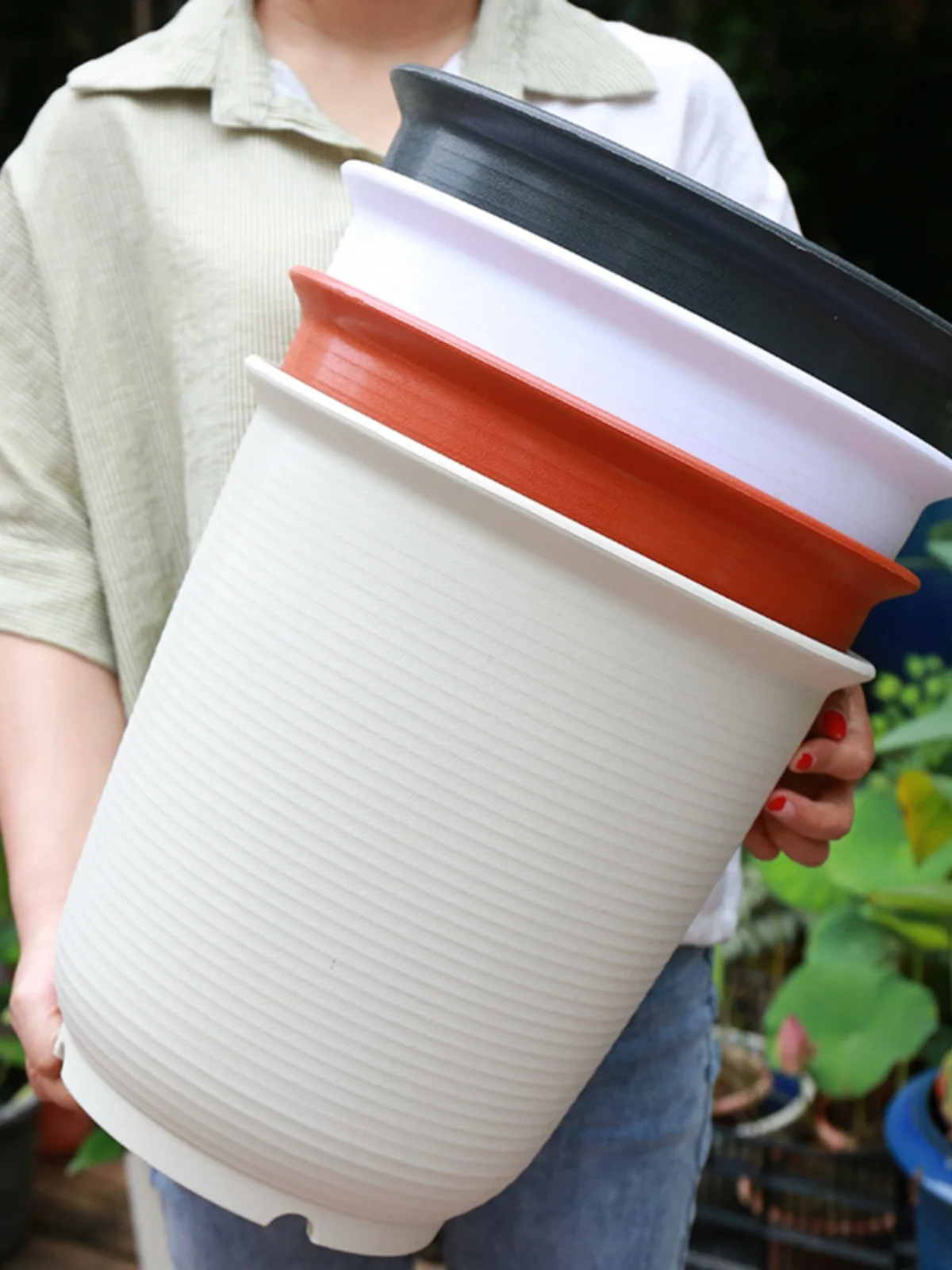 Large Size Resin Nordic Plastic Flower Pots Indoor Outdoor Cerc Simulation Plant Pots for Balcony Living Room Corridor