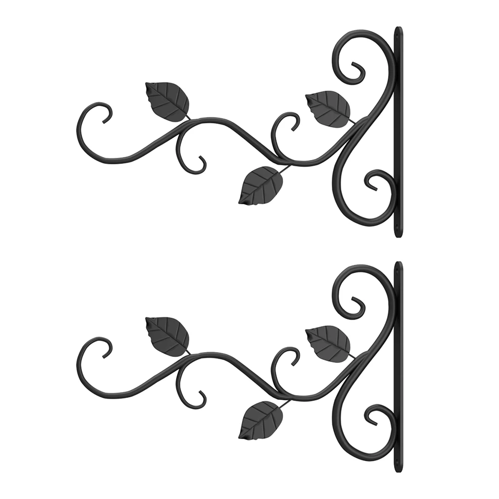 2 Pcs Plant Hanger Home Decoration Support Bracket Hook Iron Hanger Plants Holder Balcony Wall Hang Flower Pot Leaf
