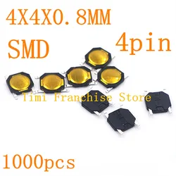 1000PCS 4*4*0.8H 4*4MM SMD 4Pin Car Remote Control Key Touch Switches Buttons Touch Key Component Package For 4X4X0.8MM 4X4H