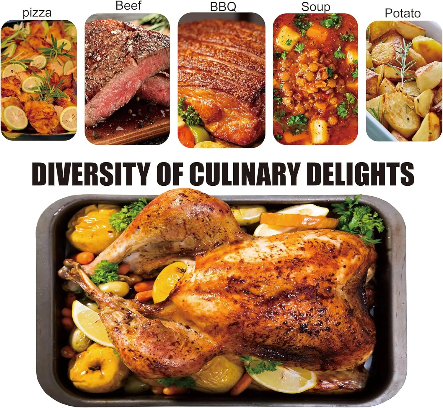 Oven 28 Quart Electric, Electric Roaster Pan with Visible & Self-Basting Lid, Large Stainless Steel Electric Turkey Roas 6