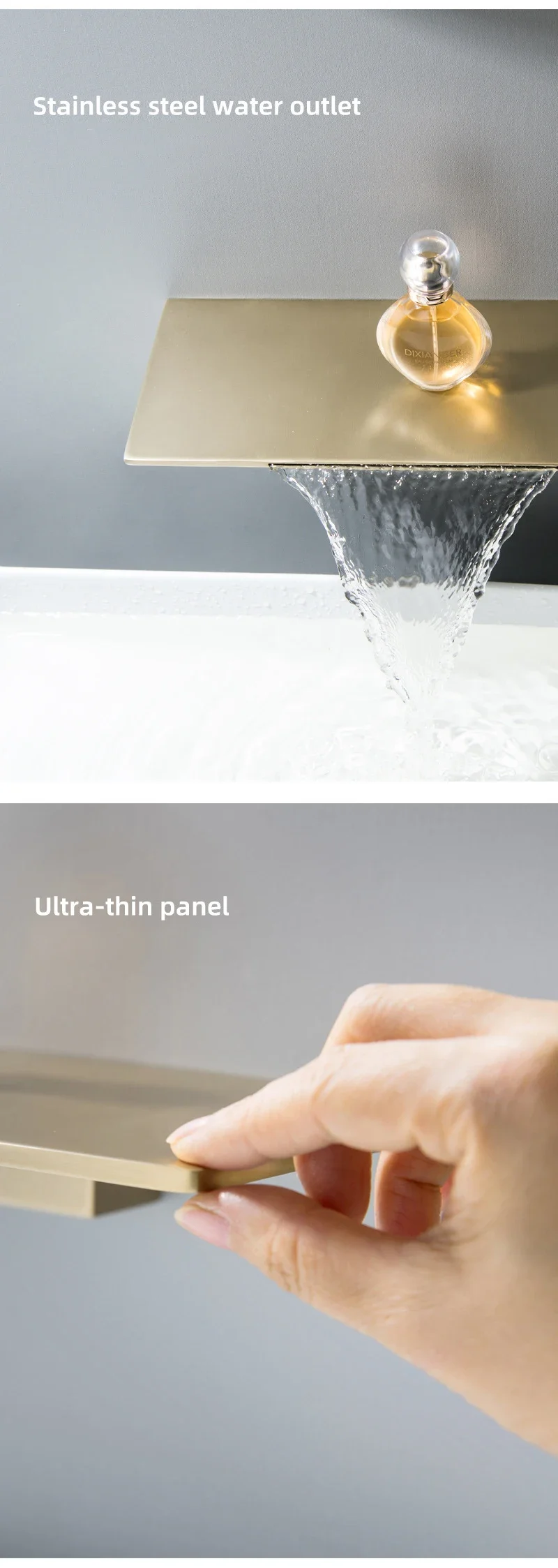Basin Faucet Wall-in Bathtub Mixer Top Table Bowl Water Tap Flush Switch Gold Waterfall Concealed Wash Embedded Basin Faucets
